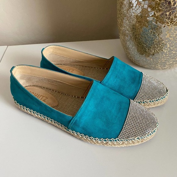 Schutz Cherie Embellished Cap Toe Espadrille Flats